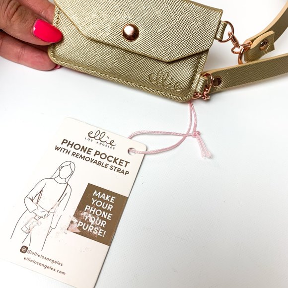 NEW Ellie gold phone pocket crossbody with removable strap - Picture 2 of 5